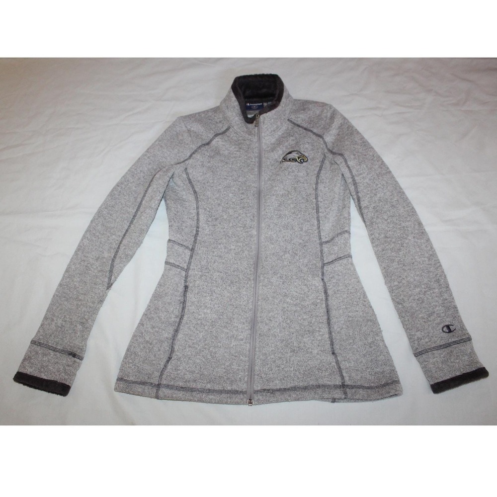 Champion Full Zip Fleece Jacket Men's Small Women Unisex Gray Eagle Mascot Logo - Picture 8 of 16